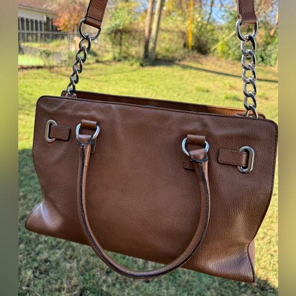 Michael Kors Hamilton Brown Large Leather Shoulder Handbag Retail $345.00 - Picture 2 of 11